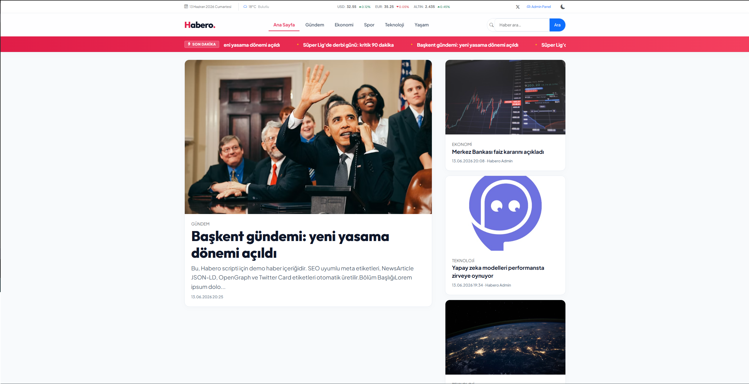 Habero - Gelişmiş Haber ve Portal Scripti